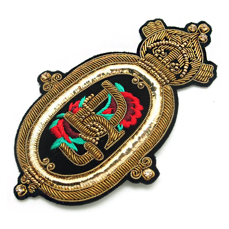 東莞廠家批發(fā)立體真金屬絲印度繡英倫風肩章胸章服裝箱包輔料